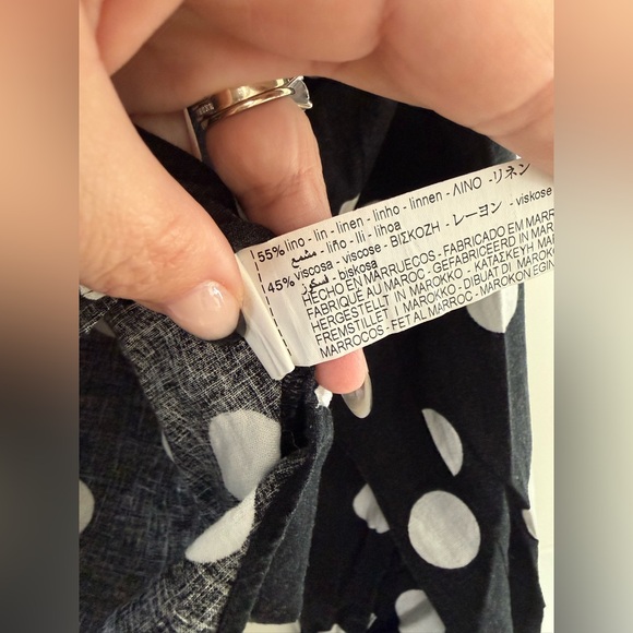 Zara Linen Blend Polka Dot Blouse, size medium. - Picture 8 of 8